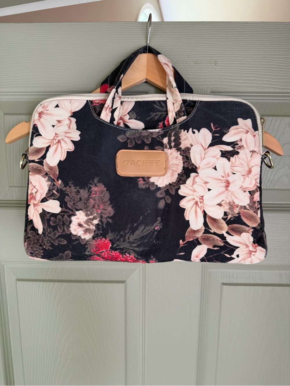 Floral Laptop Bag - Black with Pink Floral